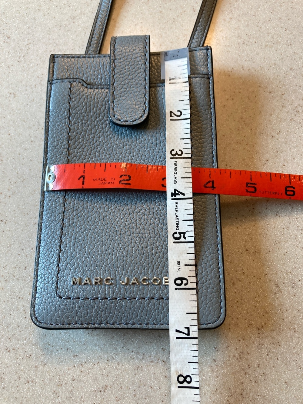Marc Jacobs Gray Pebble Leather Phone Crossbody Bag Card Holder - Picture 8 of 9